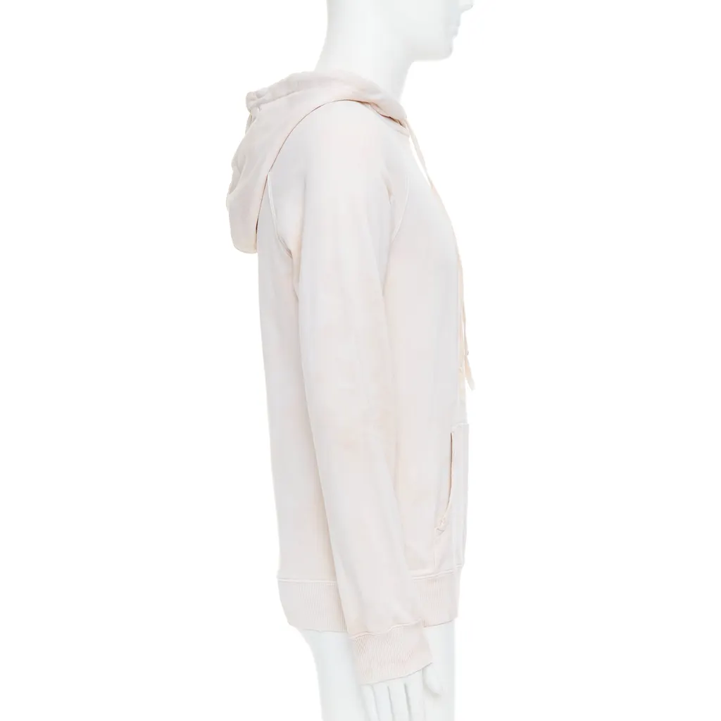 Saint Laurent Distressed Logo Hoodie Beige Cotton Never worn - Model View