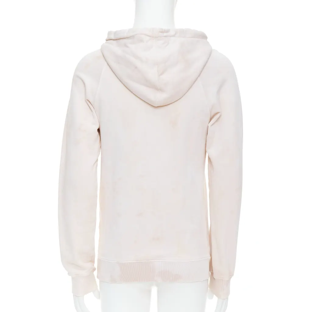 Saint Laurent Distressed Logo Hoodie Beige Cotton Never worn - Box View