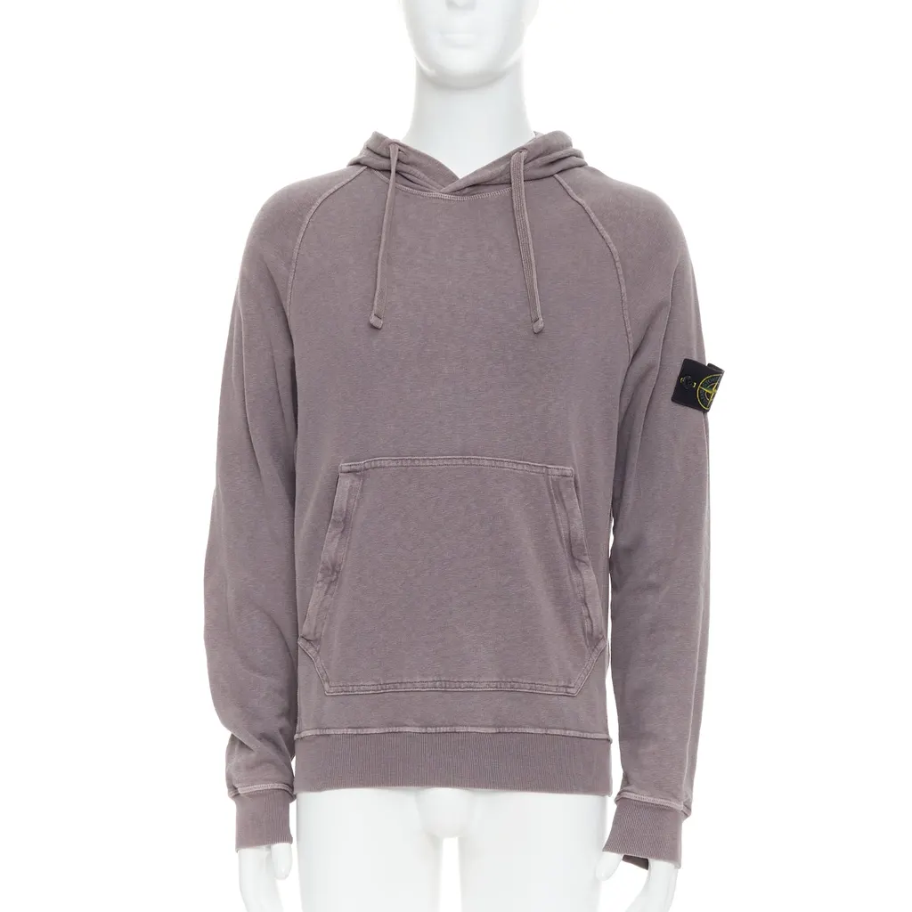 Stone Island Washed Cotton Hoodie Purple Cotton Never worn - Front View