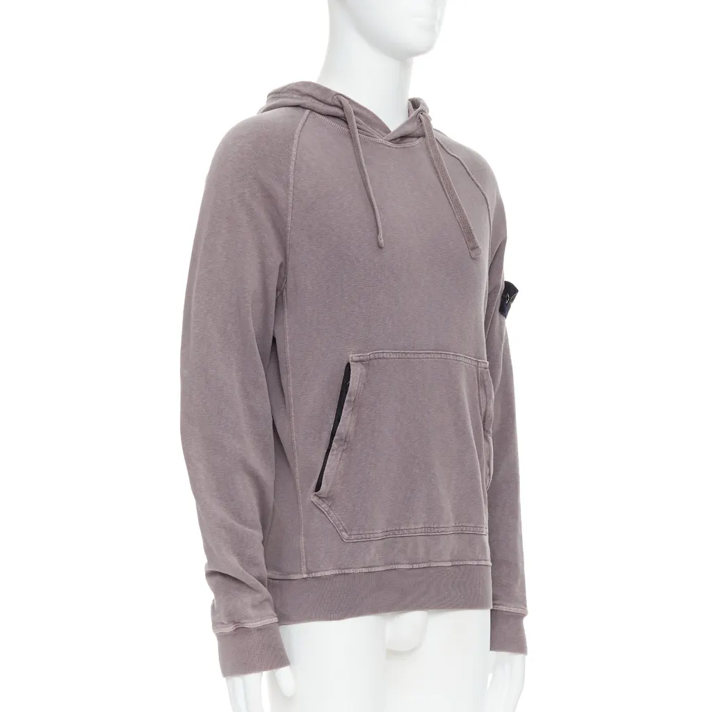 Stone Island Washed Cotton Hoodie Purple Cotton Never worn - Inside View