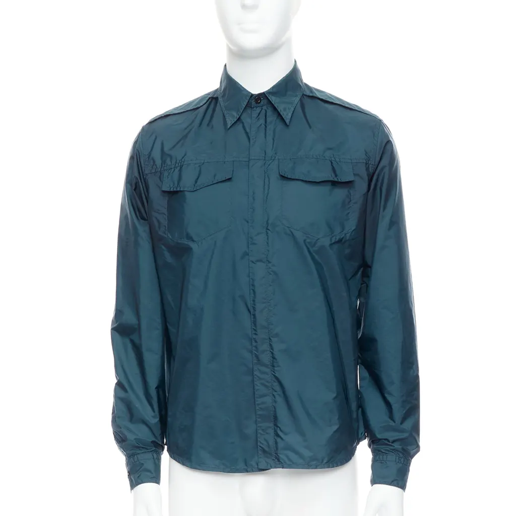 Prada Nylon Zip Shirt Blue Never worn - Front View