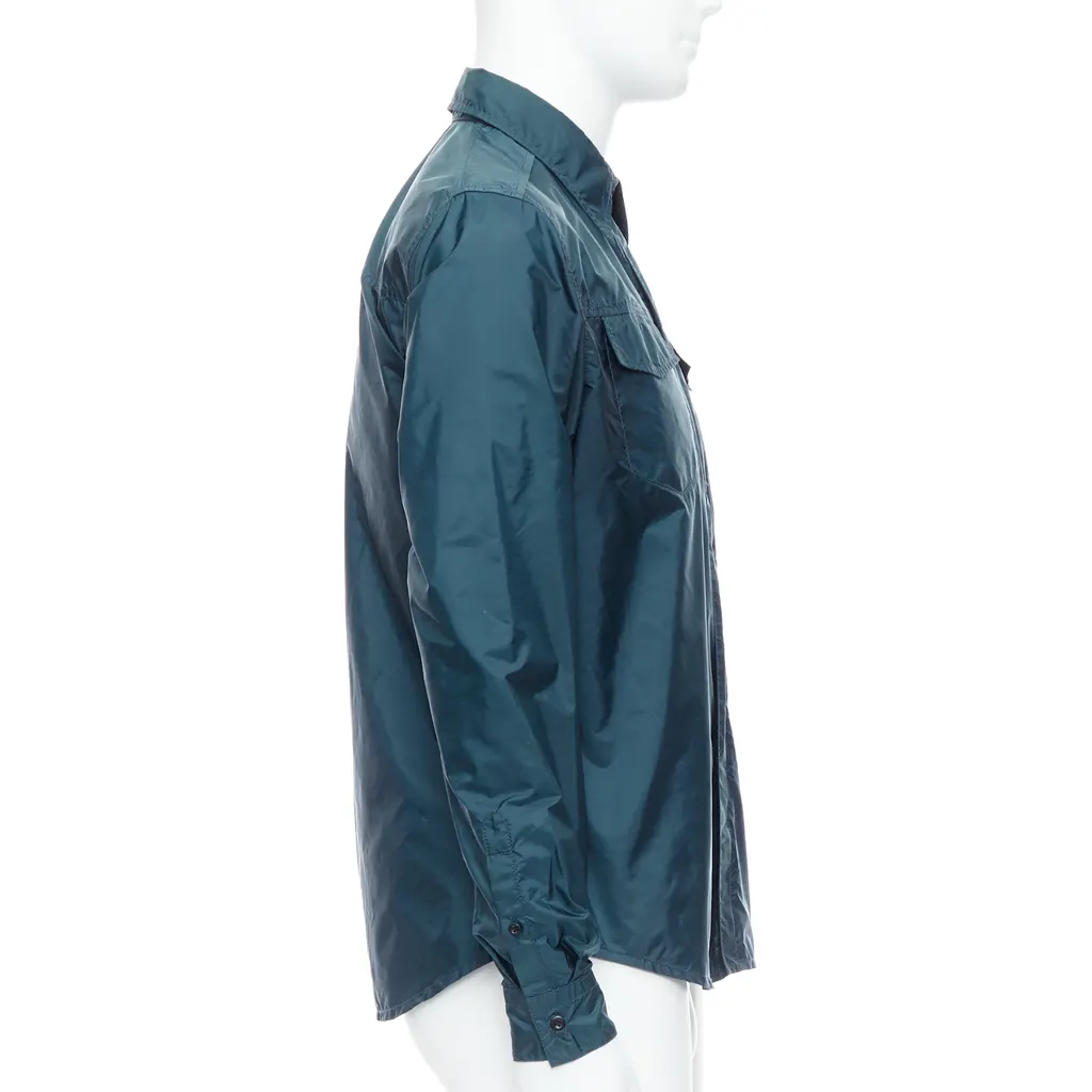 Prada Nylon Zip Shirt Blue Never worn - Model View