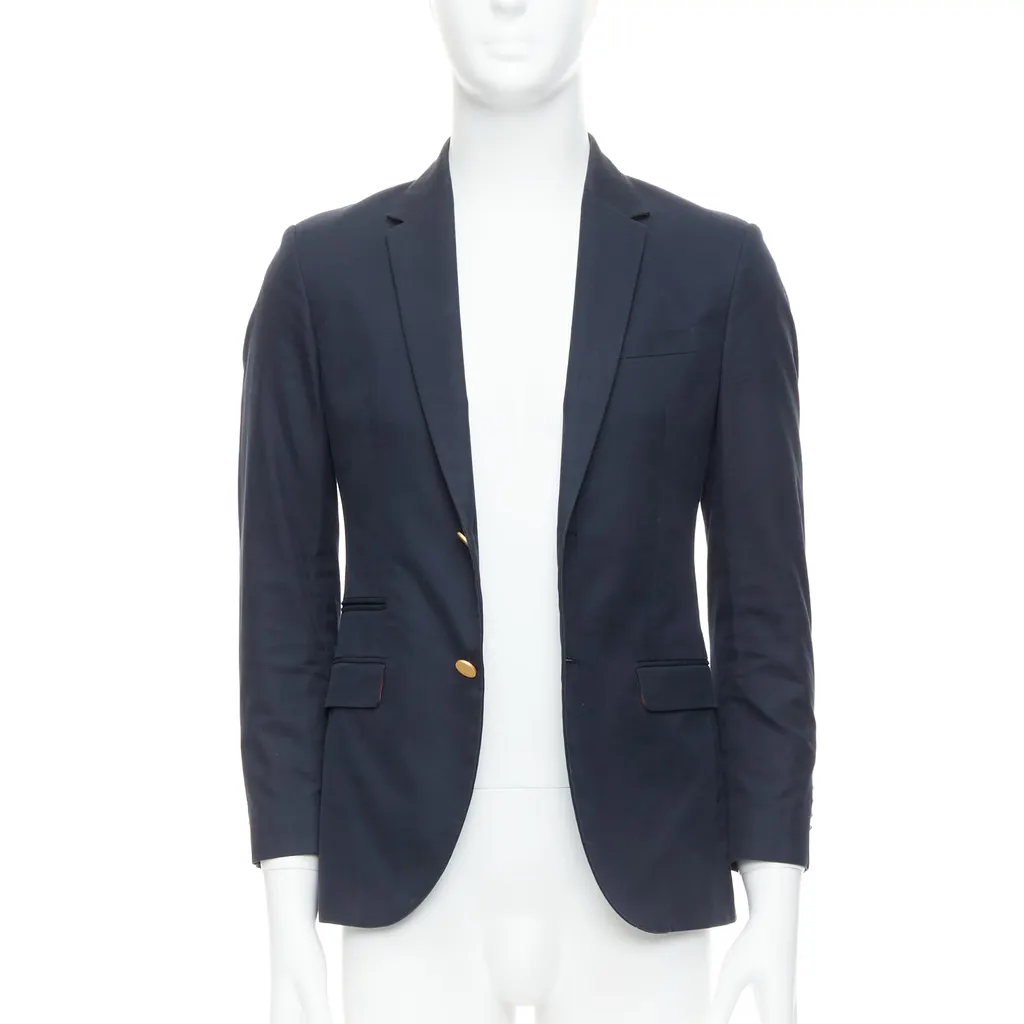 Valentino Tweed Moto Jacket Navy Cotton Fair - Front View