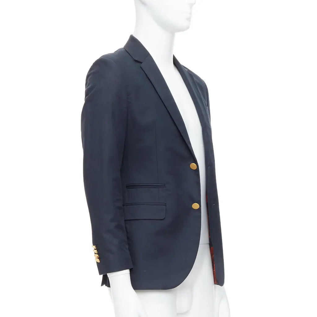 Valentino Tweed Moto Jacket Navy Cotton Fair - Inside View
