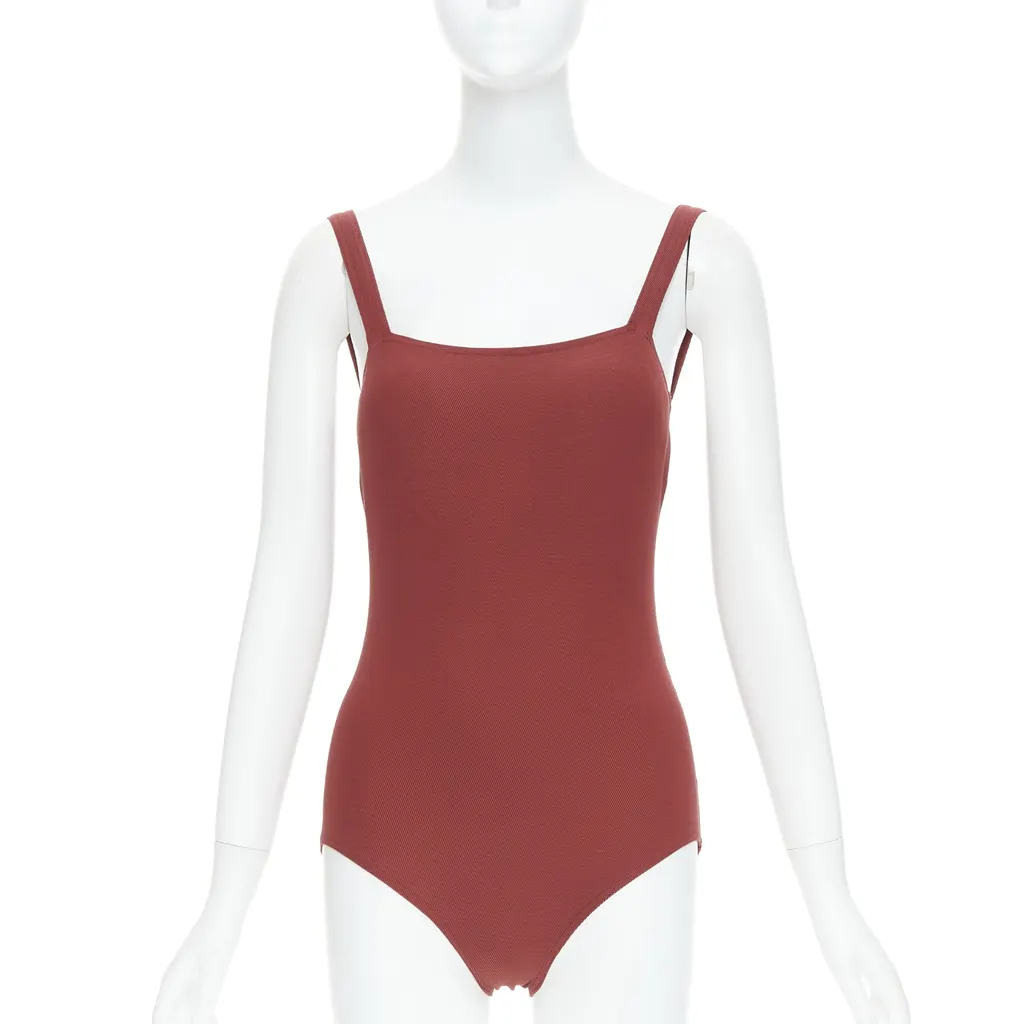 Hermès Orange Twill Bodysuit Burgundy Polyamide Very good - Front View