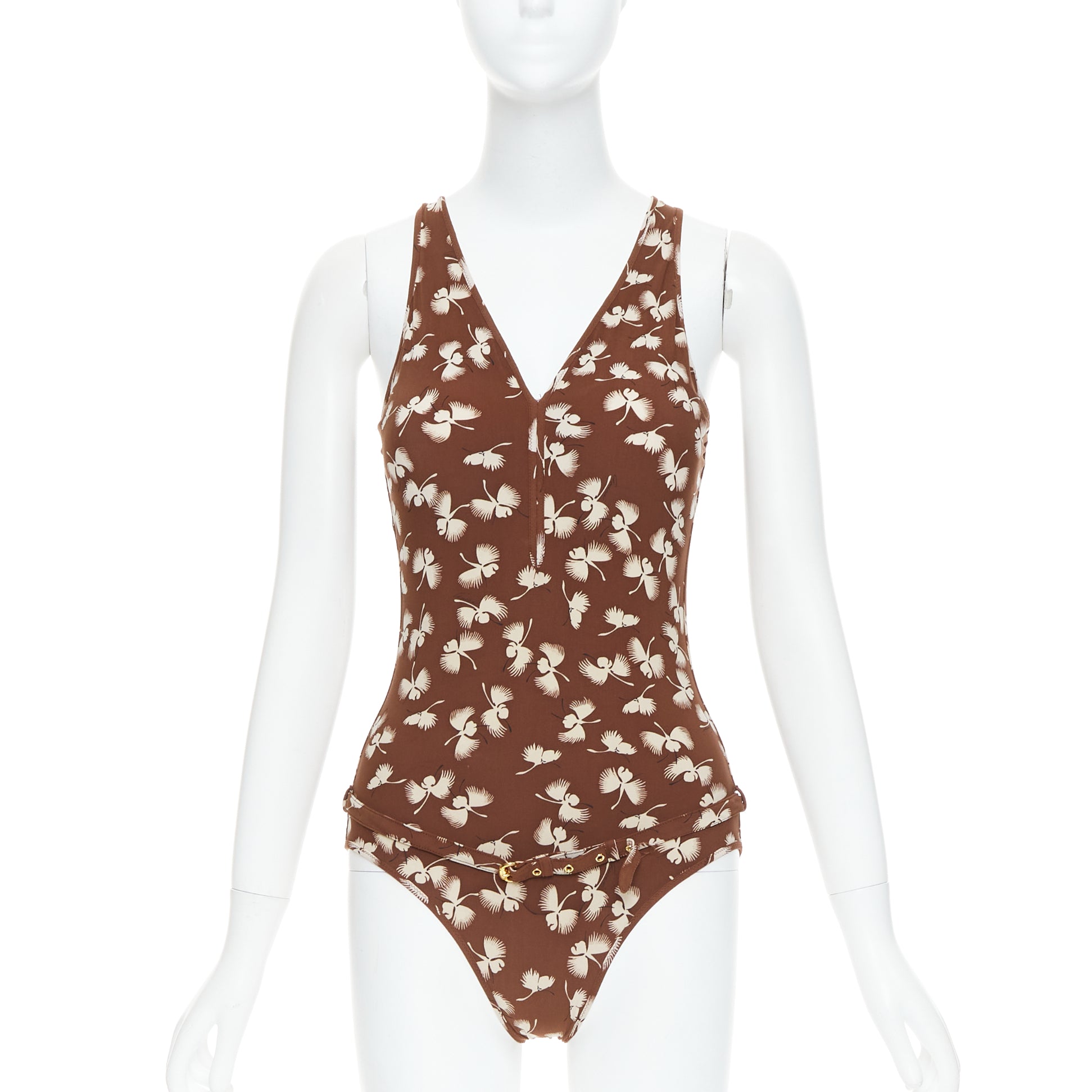 Gucci Floral Belted Swimsuit
