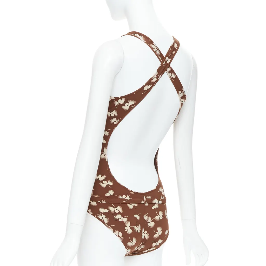 Gucci Floral Belted Swimsuit Brown Very good - Box View