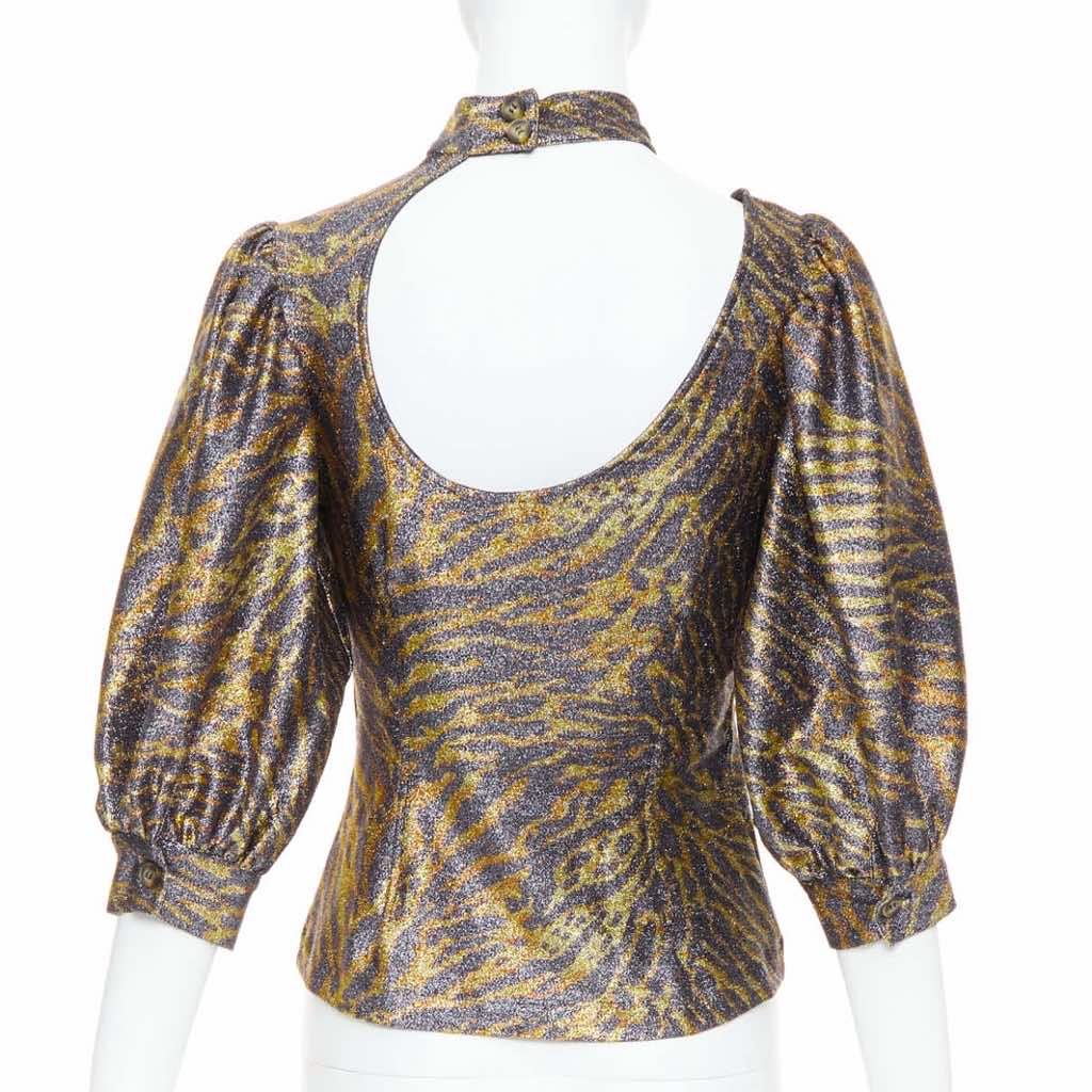 Ganni Tiger Lurex Puff Top - Side view