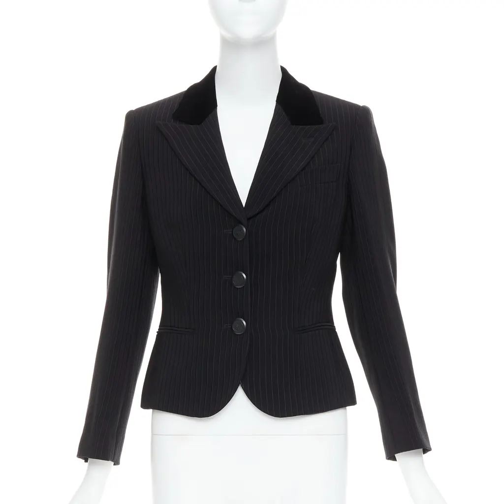 Giorgio Armani Peak Lapel Blazer Black Very good - Front View