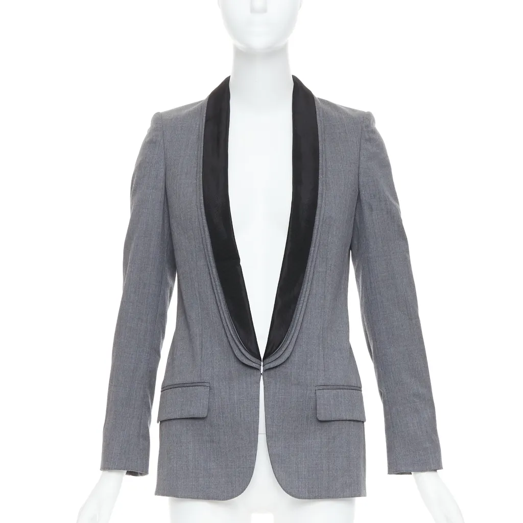 Stella McCartney Linen Light Blazer Grey Wool Very good - Front View