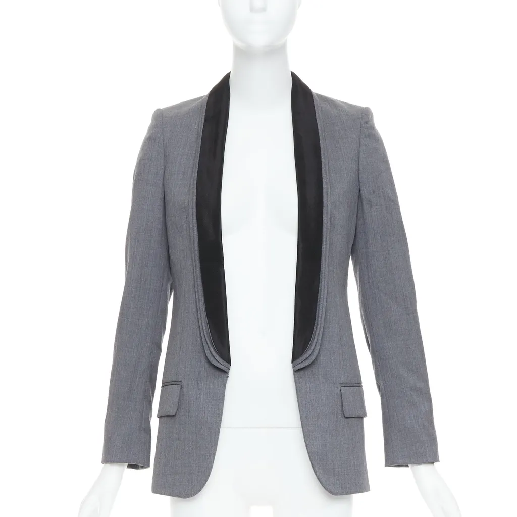 Stella McCartney Linen Light Blazer Grey Wool Very good - Inside View