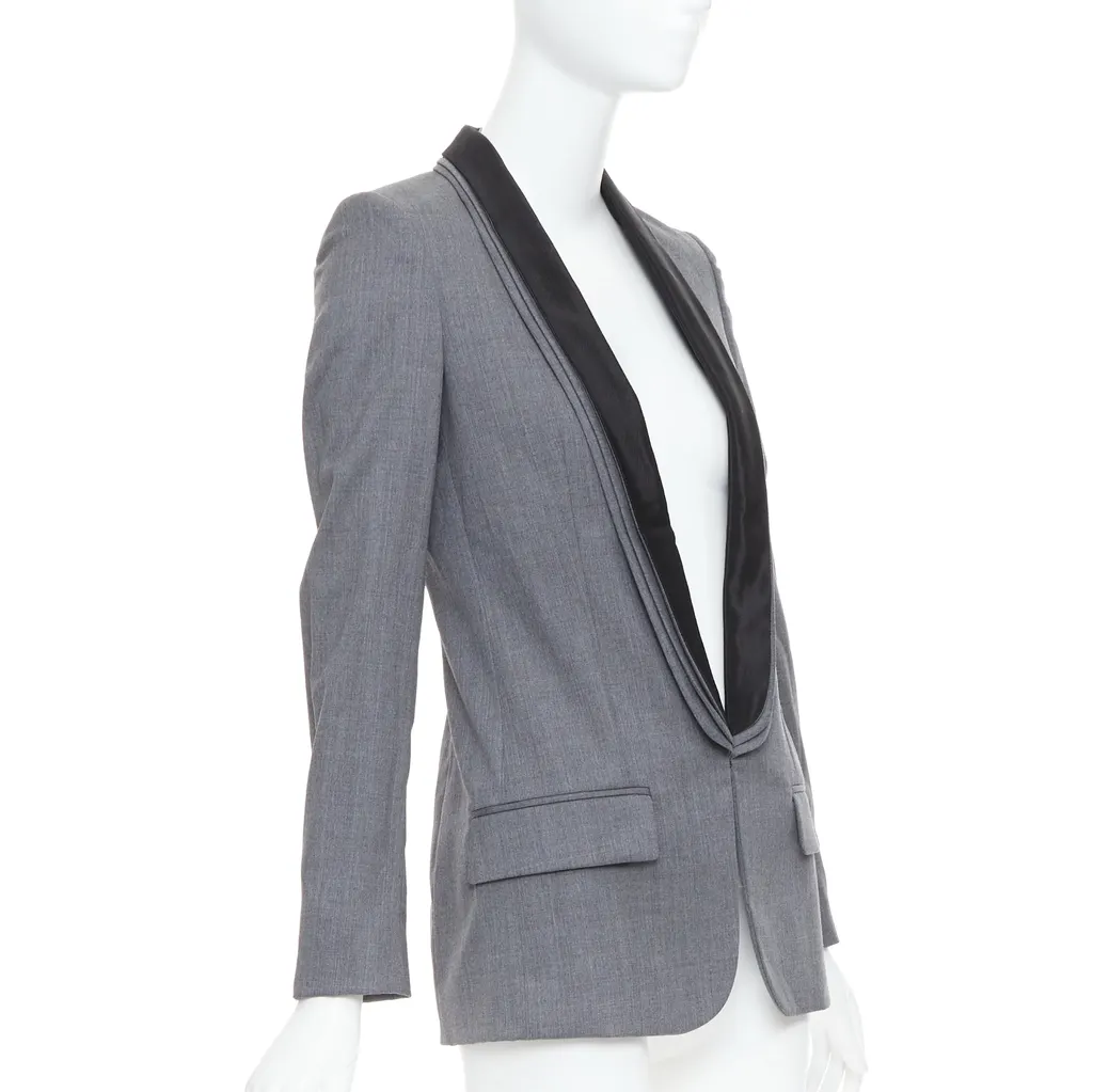 Stella McCartney Linen Light Blazer Grey Wool Very good - Model View