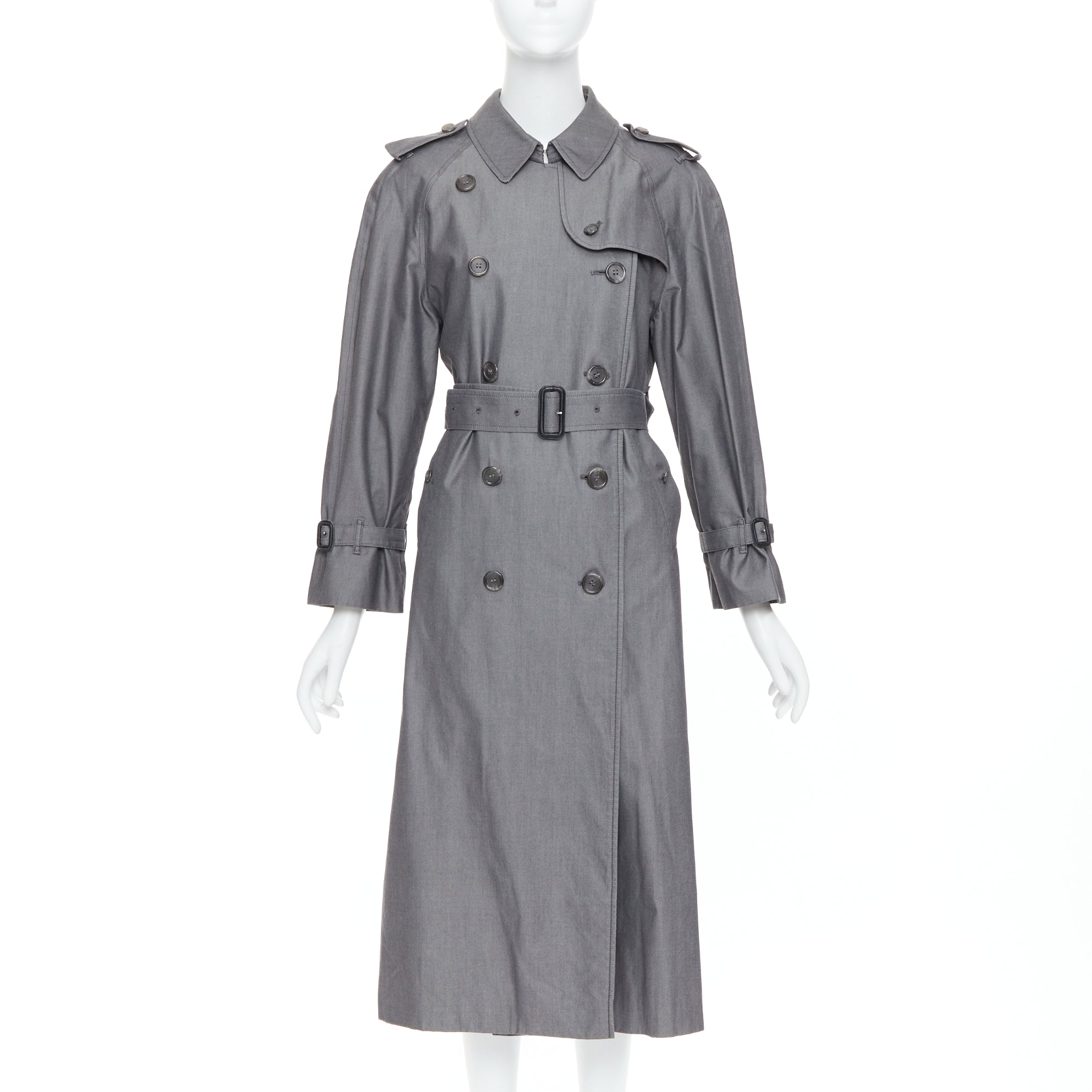 Burberry Grey Cotton Trench Coat