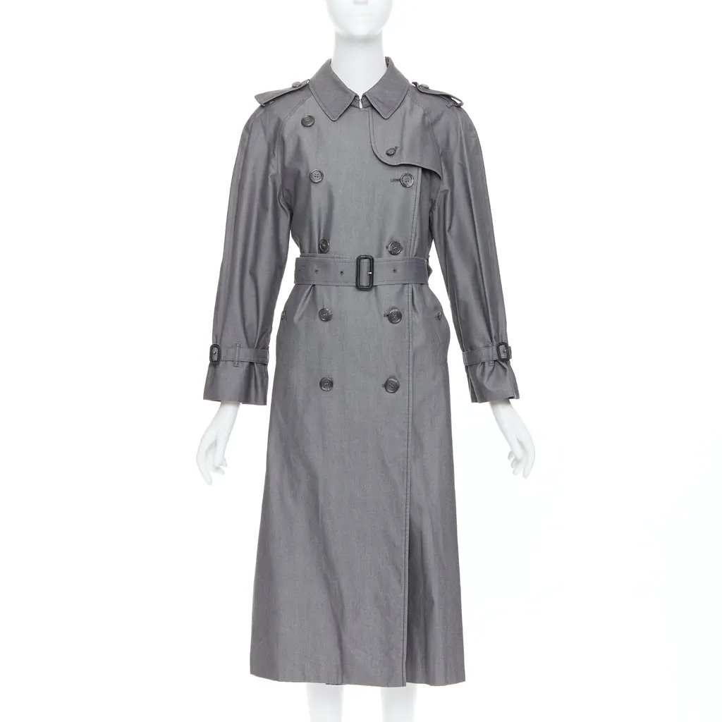 Burberry Grey Cotton Trench Coat Grey Cotton Very good - Front View