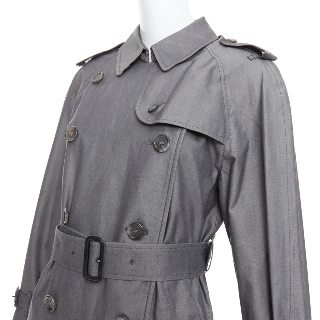Burberry Grey Cotton Trench Coat Grey Cotton Very good - Back View