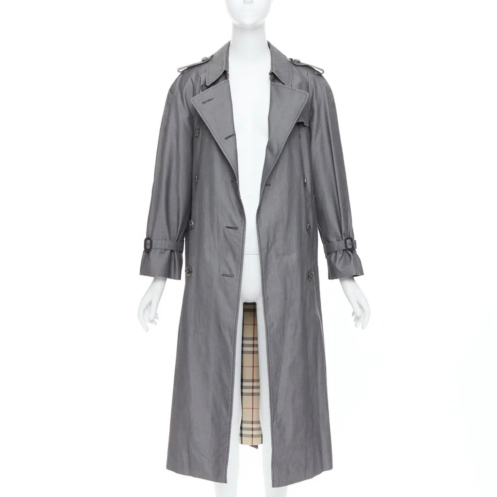 Burberry Grey Cotton Trench Coat Grey Cotton Very good - Inside View