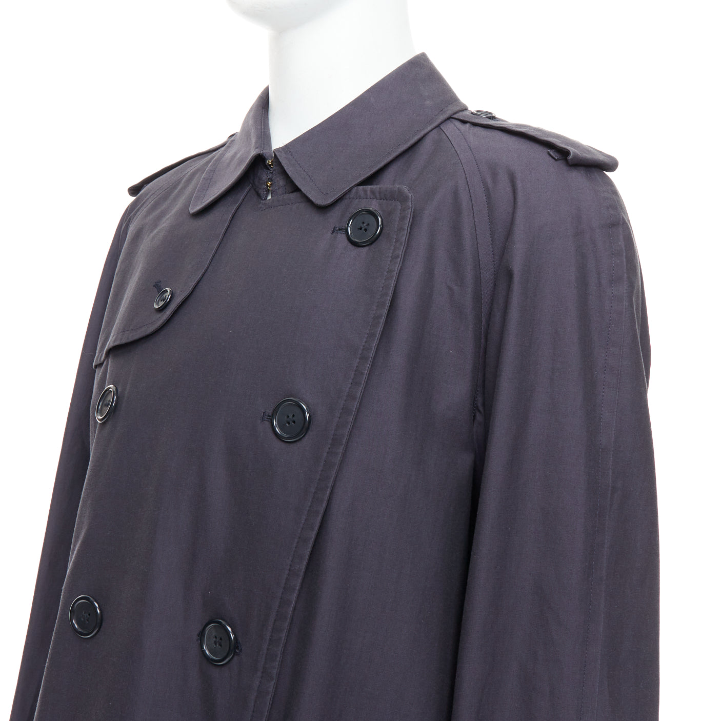 Burberry Grey Cotton Trench Coat - Back view