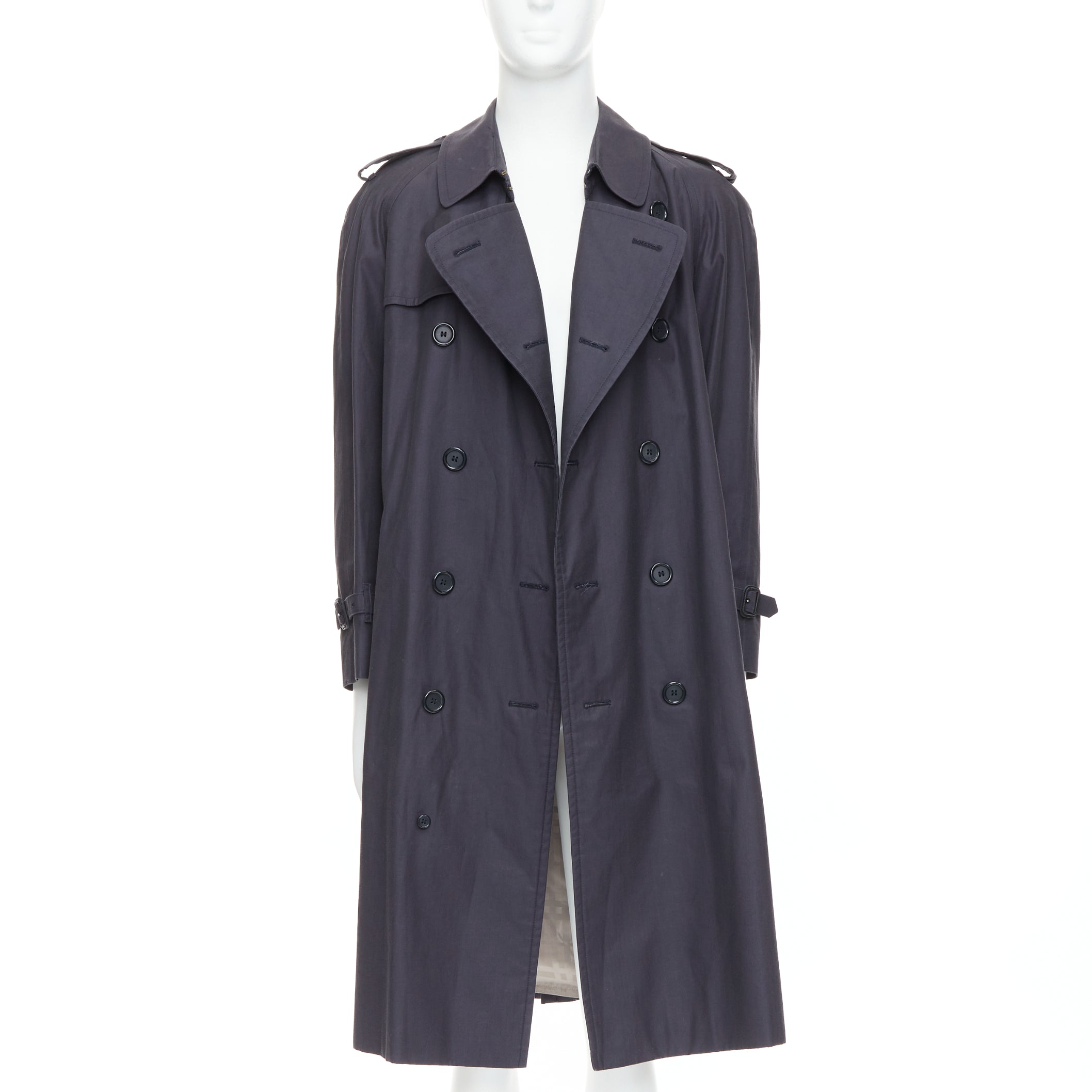 Burberry Grey Cotton Trench Coat - Image 6