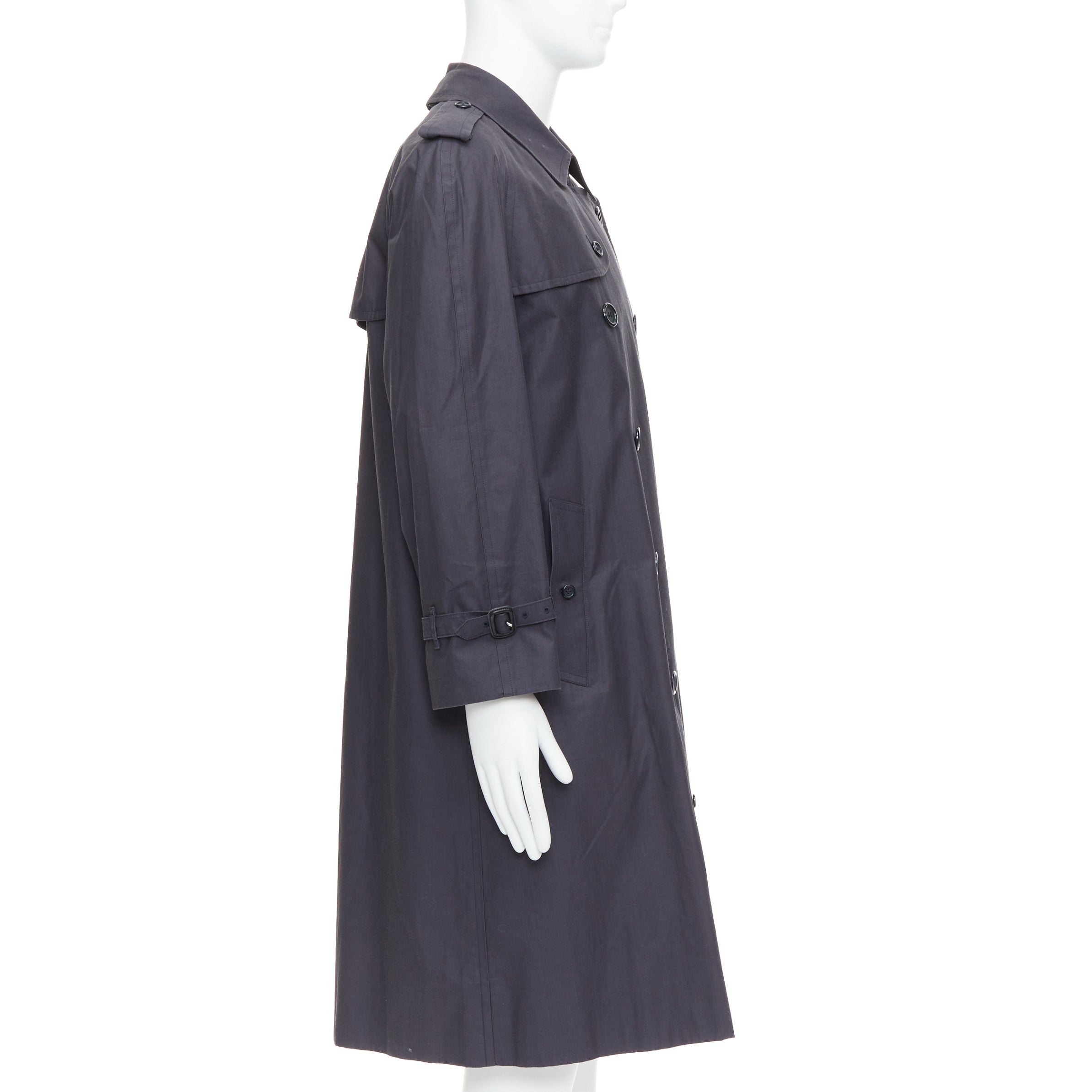 Burberry Grey Cotton Trench Coat - Side view