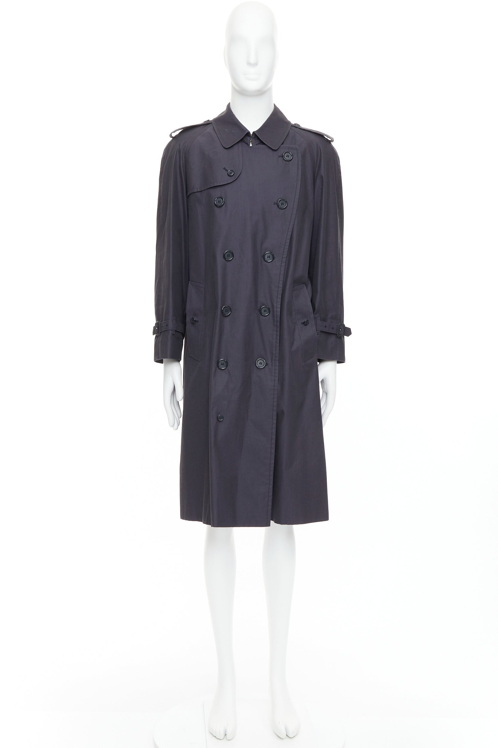 Burberry Grey Cotton Trench Coat - Image 12