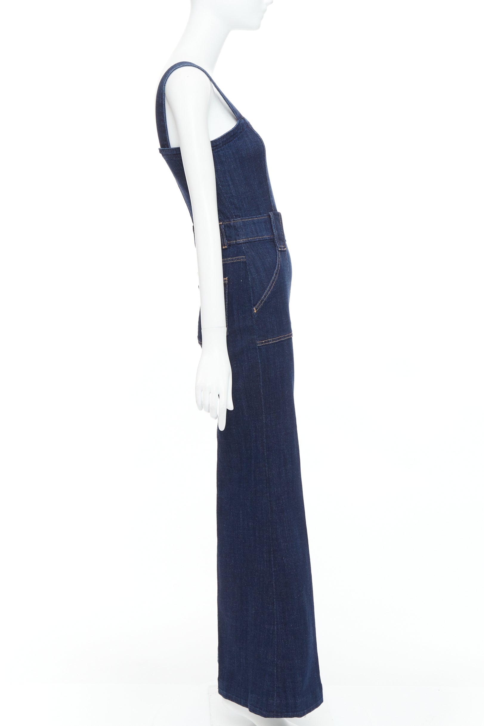 7 For All Mankind Denim Flare Dungaree - 4