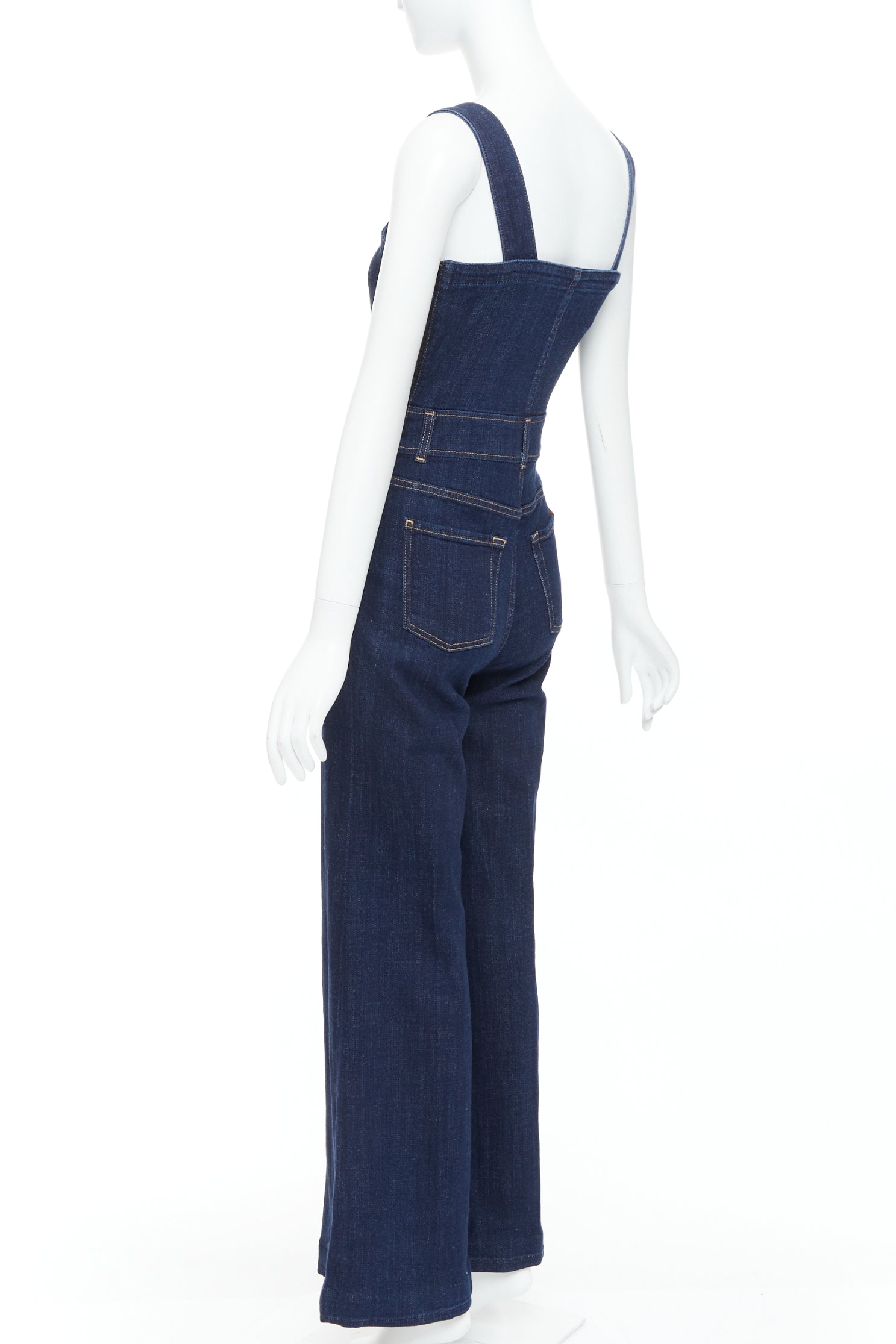 7 For All Mankind Denim Flare Dungaree - Detail 1