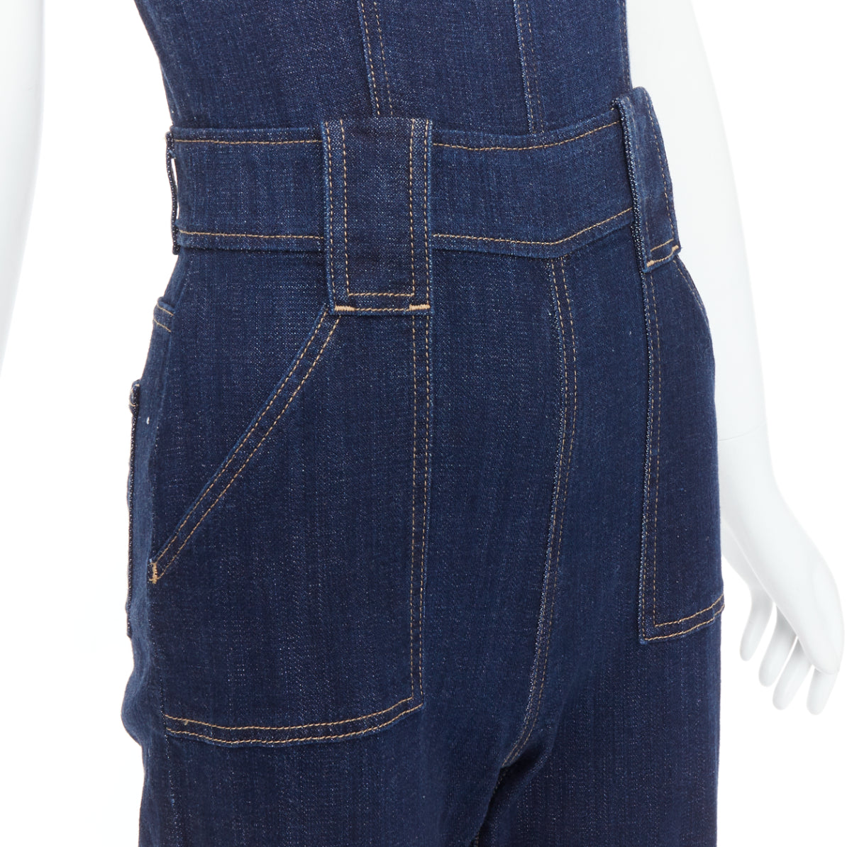 7 For All Mankind Denim Flare Dungaree - Detail 2