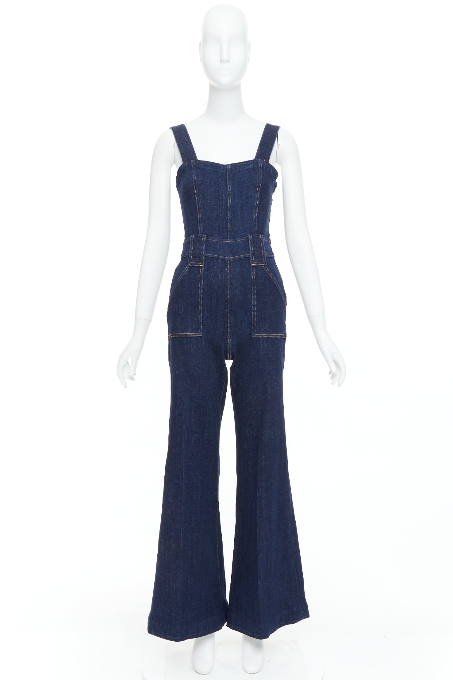 7 For All Mankind Denim Flare Dungaree - Image 11