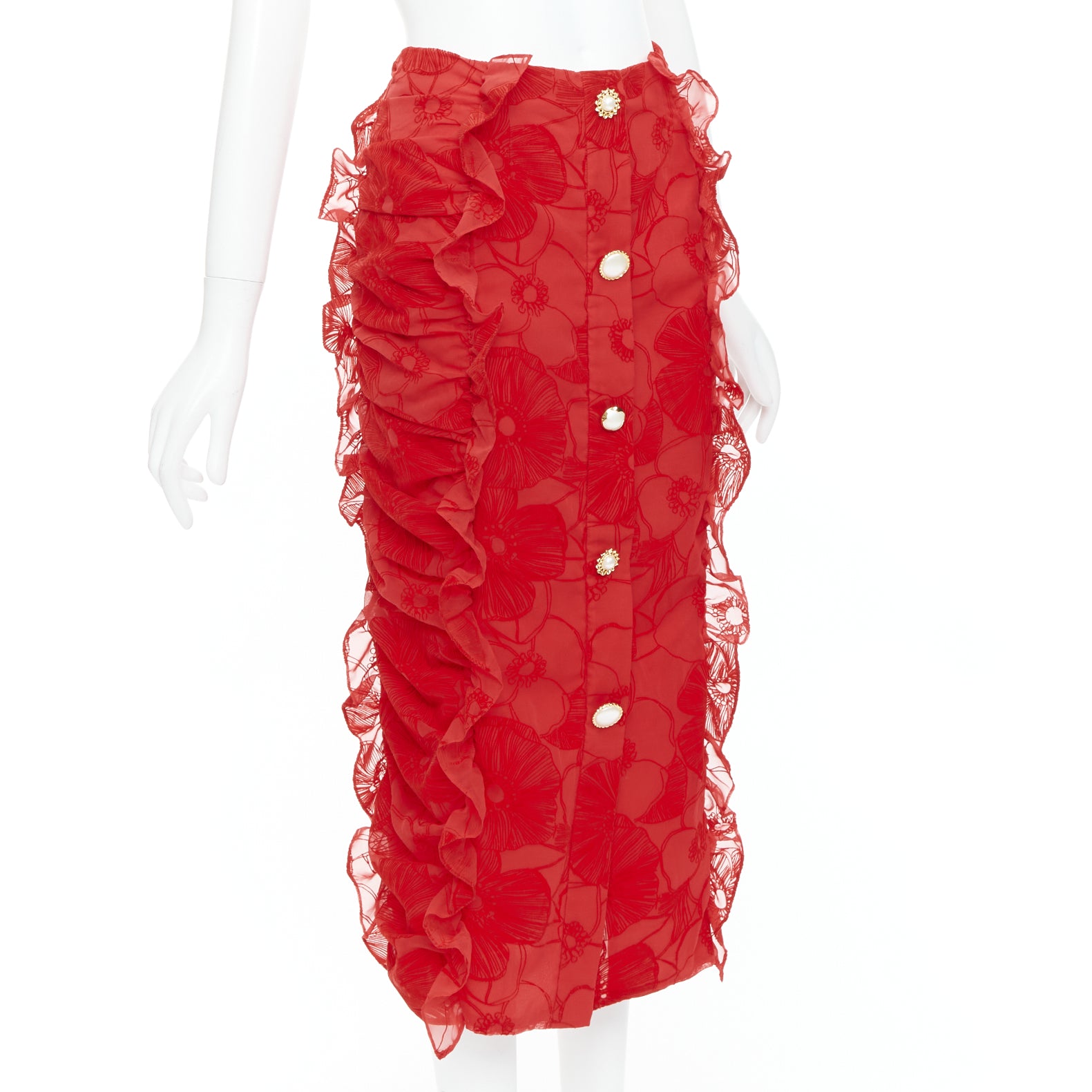 Mother Of Pearl Velvet Button Skirt - Image 6