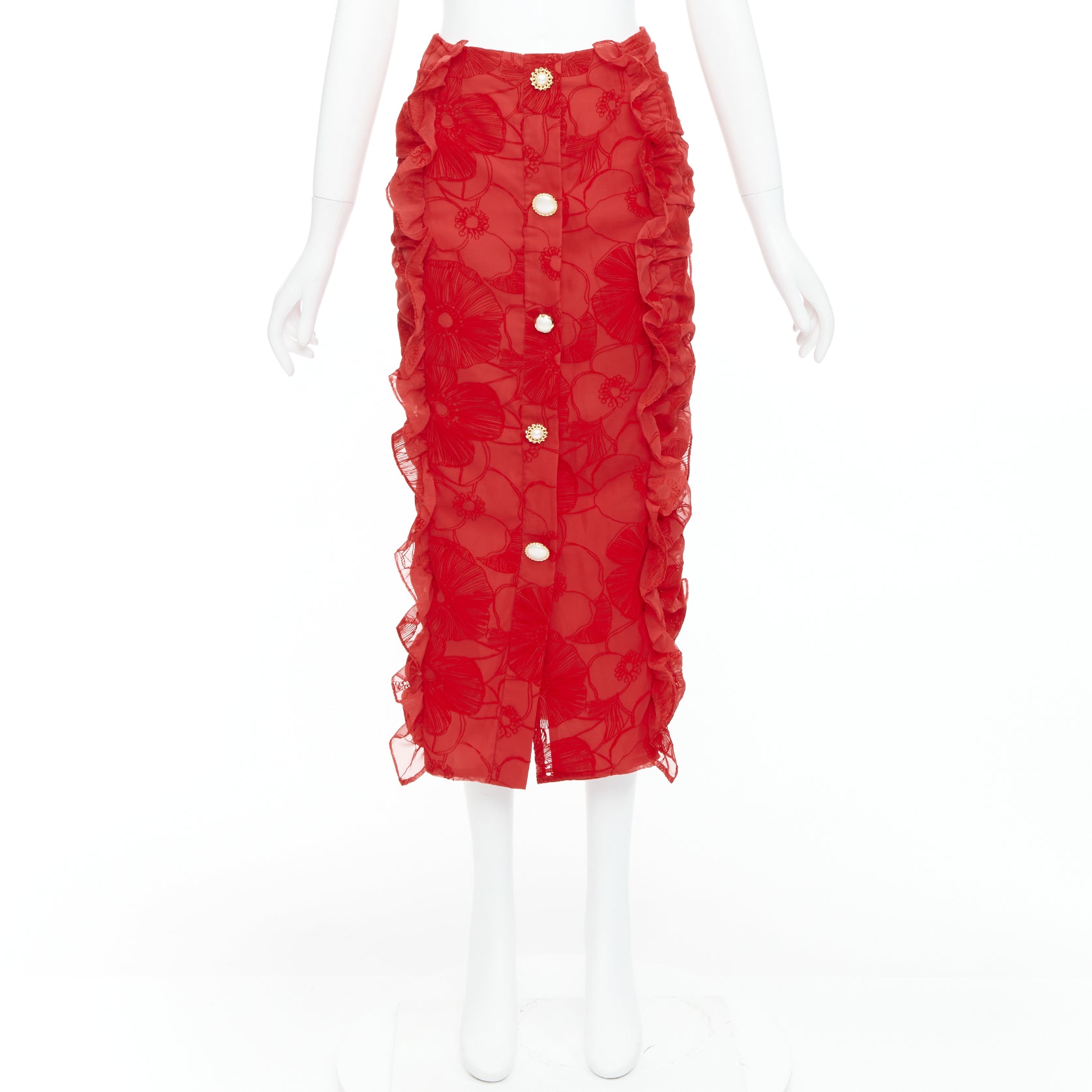 Mother Of Pearl Velvet Button Skirt - Image 11