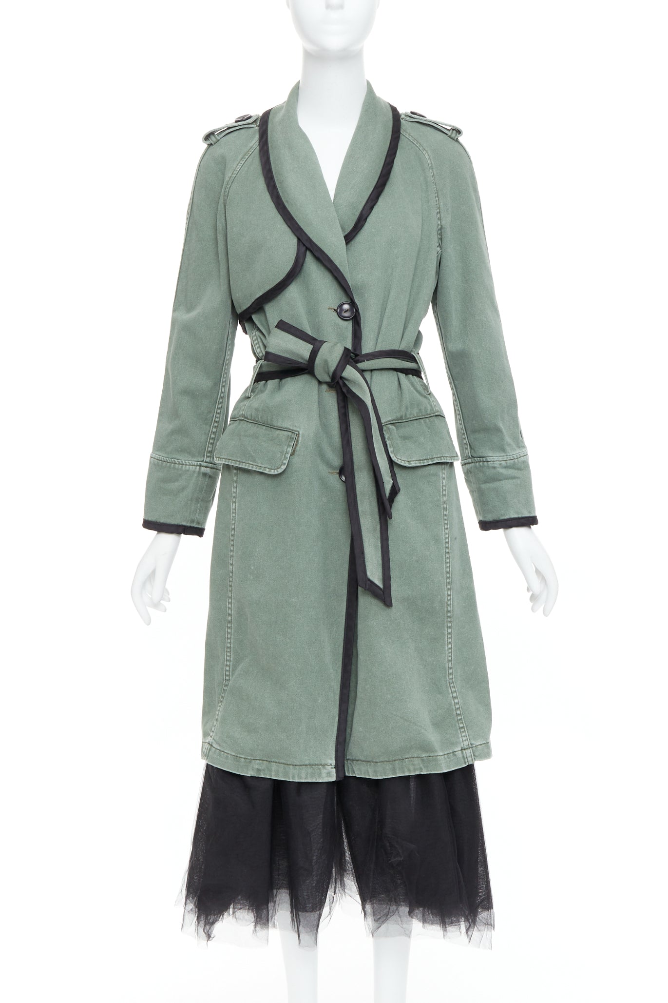 Le Superbe Green Tulle Hem Coat