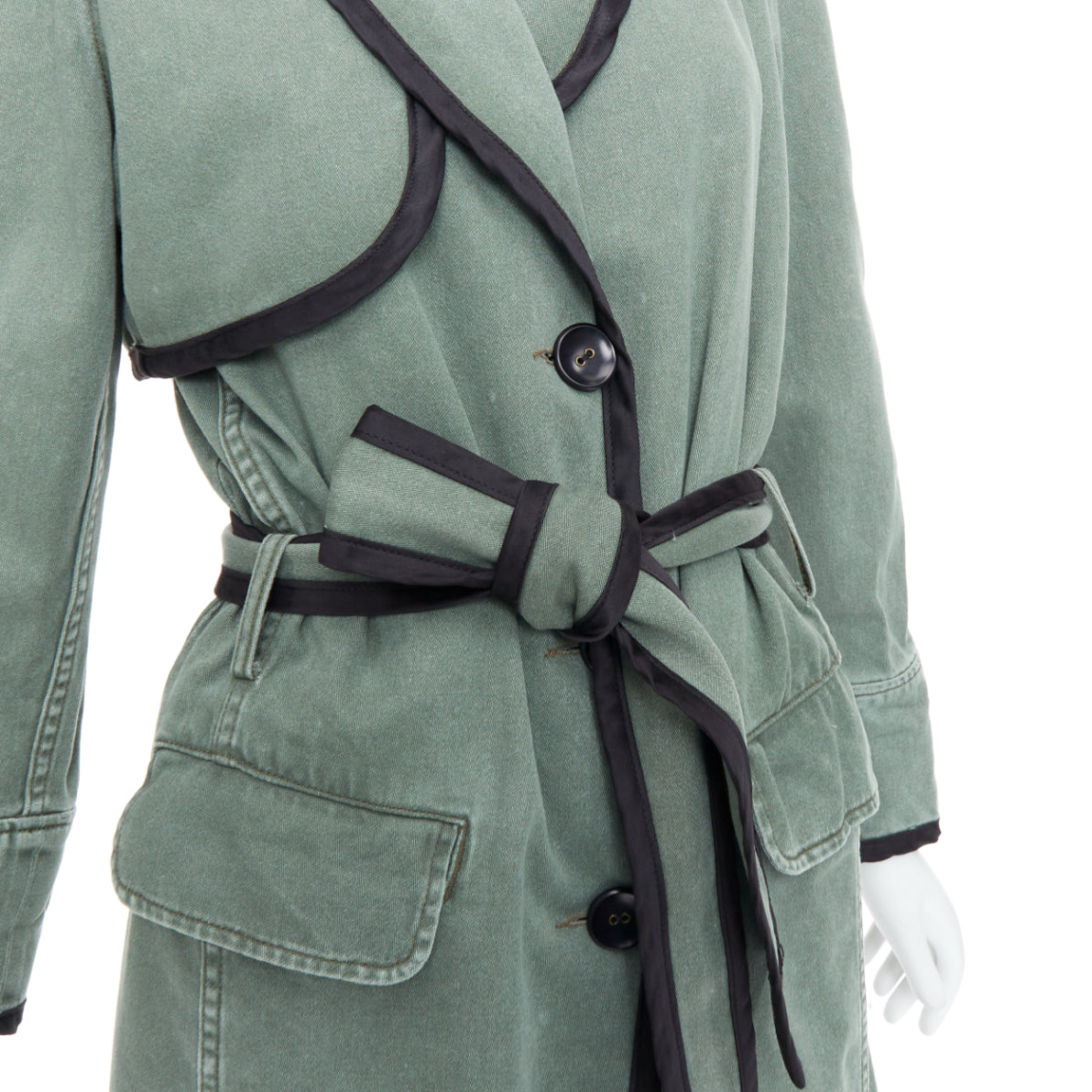 Le Superbe Green Tulle Hem Coat - Back view