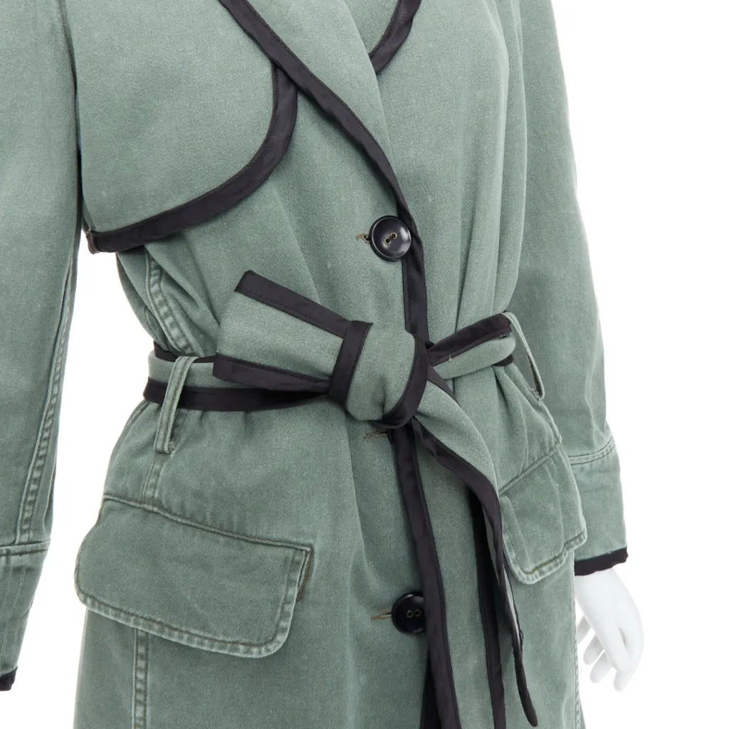 Le Superbe Green Tulle Hem Coat Black Cotton Very good - Back View