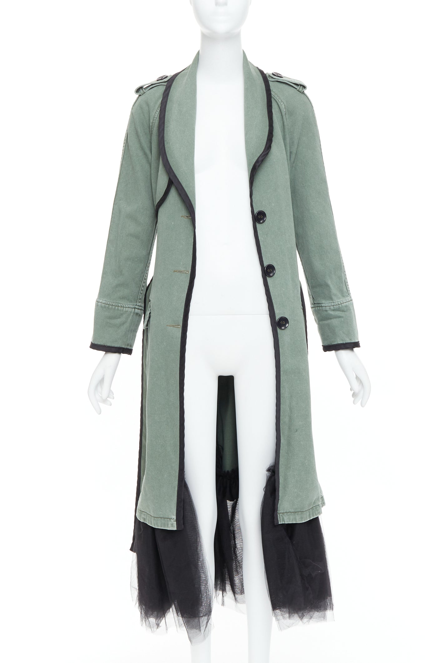 Le Superbe Green Tulle Hem Coat - Image 6
