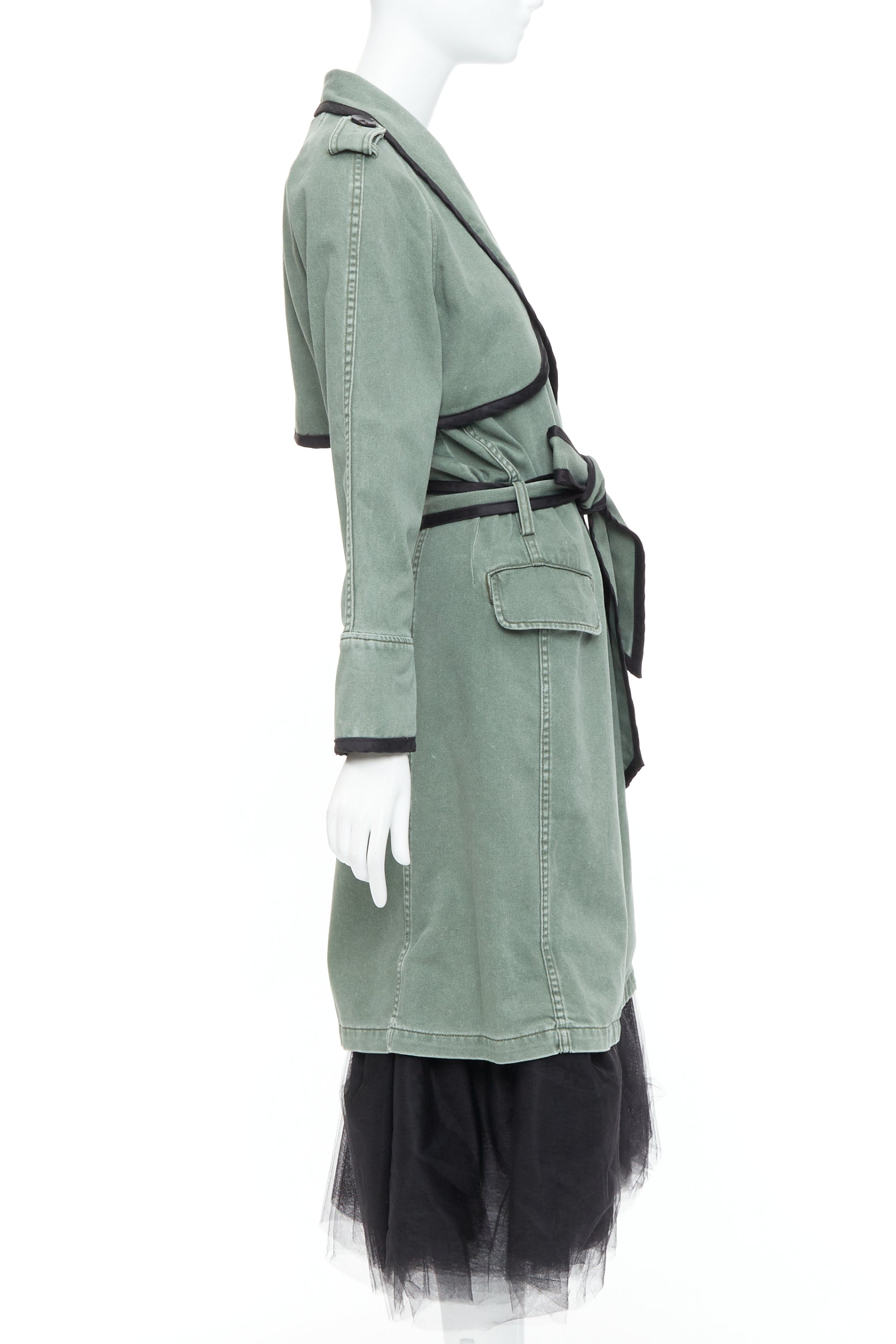Le Superbe Green Tulle Hem Coat - Side view