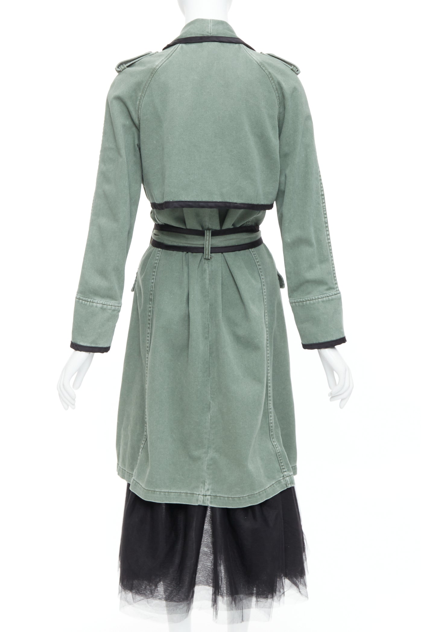 Le Superbe Green Tulle Hem Coat - Detail 1