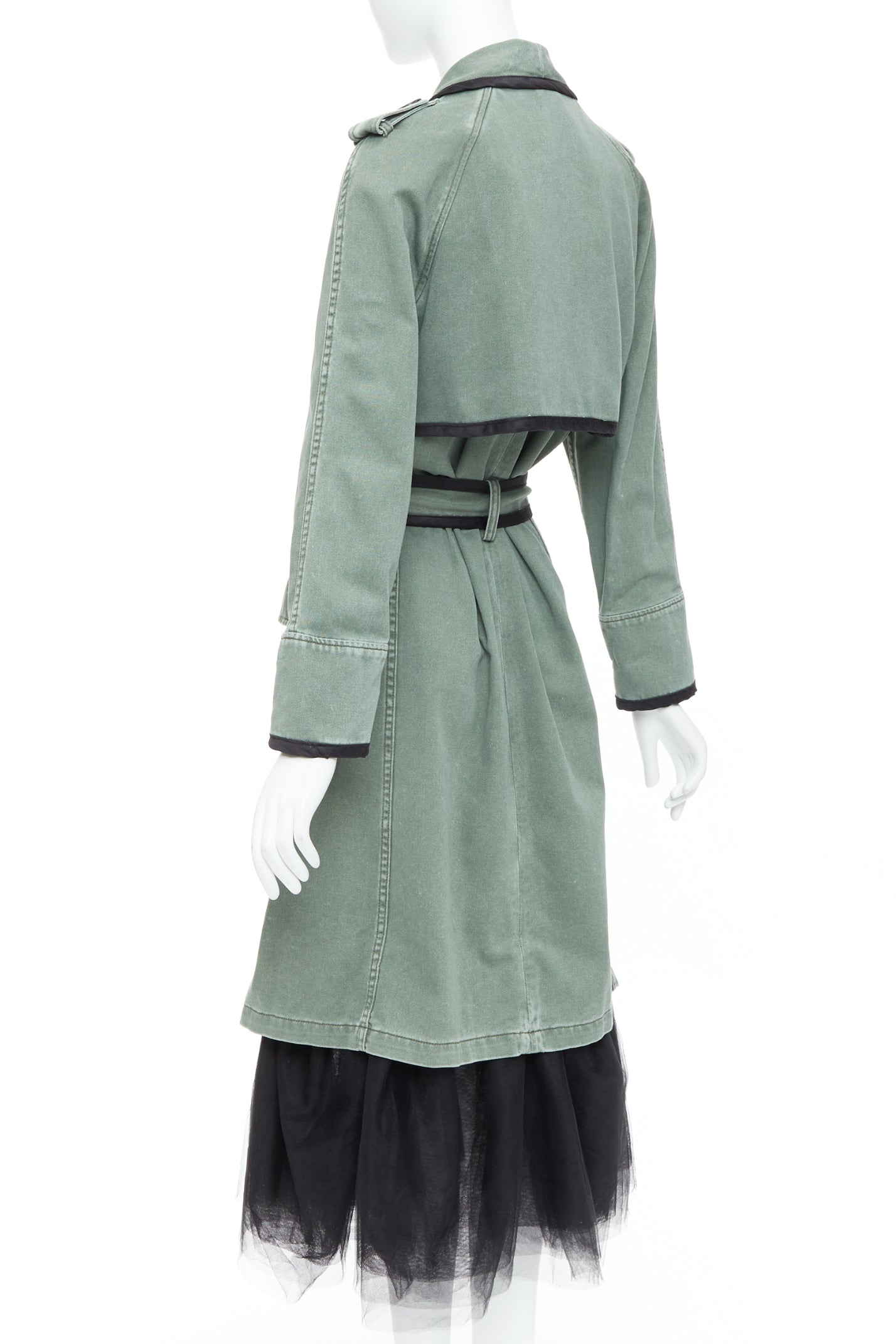 Le Superbe Green Tulle Hem Coat - Detail 2