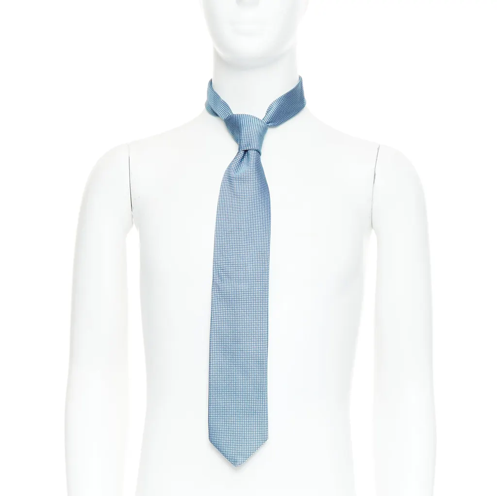 Patek Philippe Grid Jacquard Tie Blue Silk Very good - Front View
