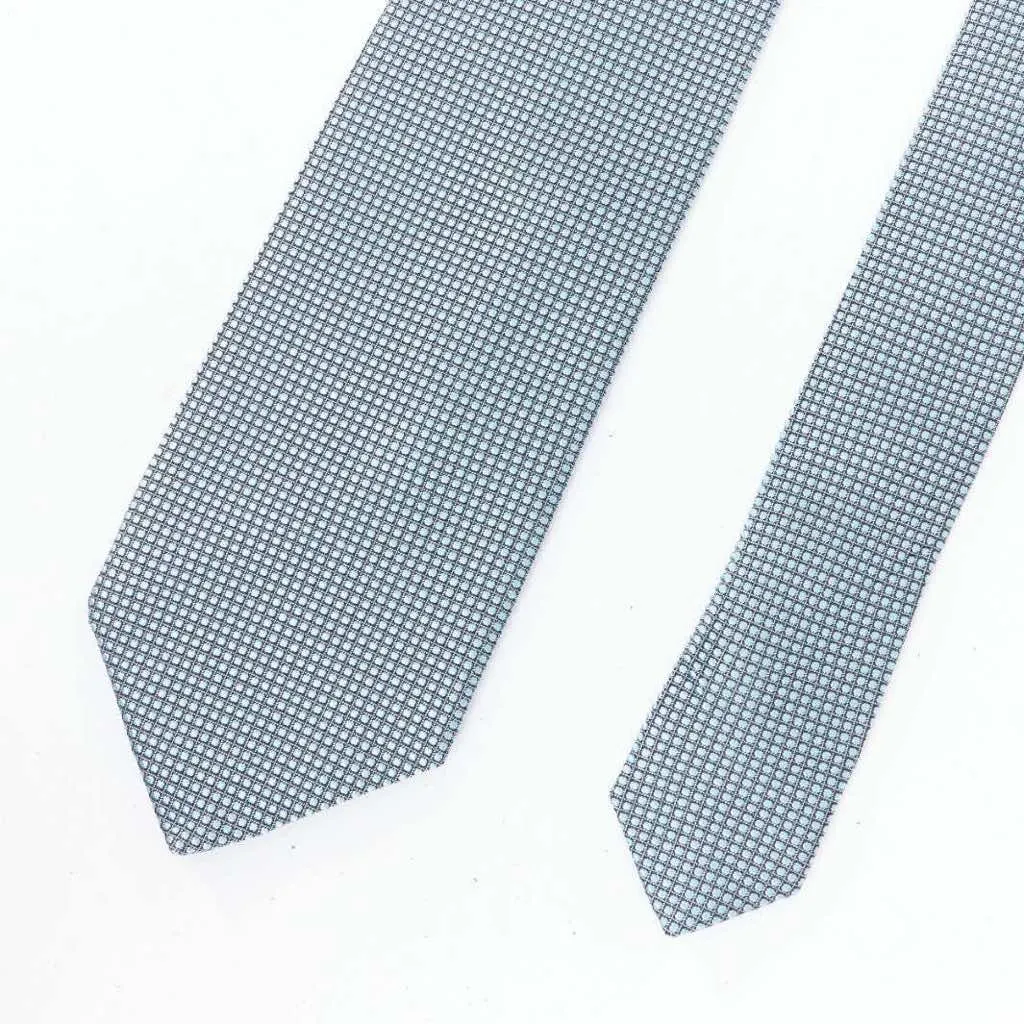 Patek Philippe Grid Jacquard Tie Blue Silk Very good - Inside View