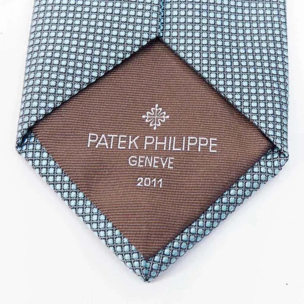 Patek Philippe Grid Jacquard Tie Blue Silk Very good - Box View