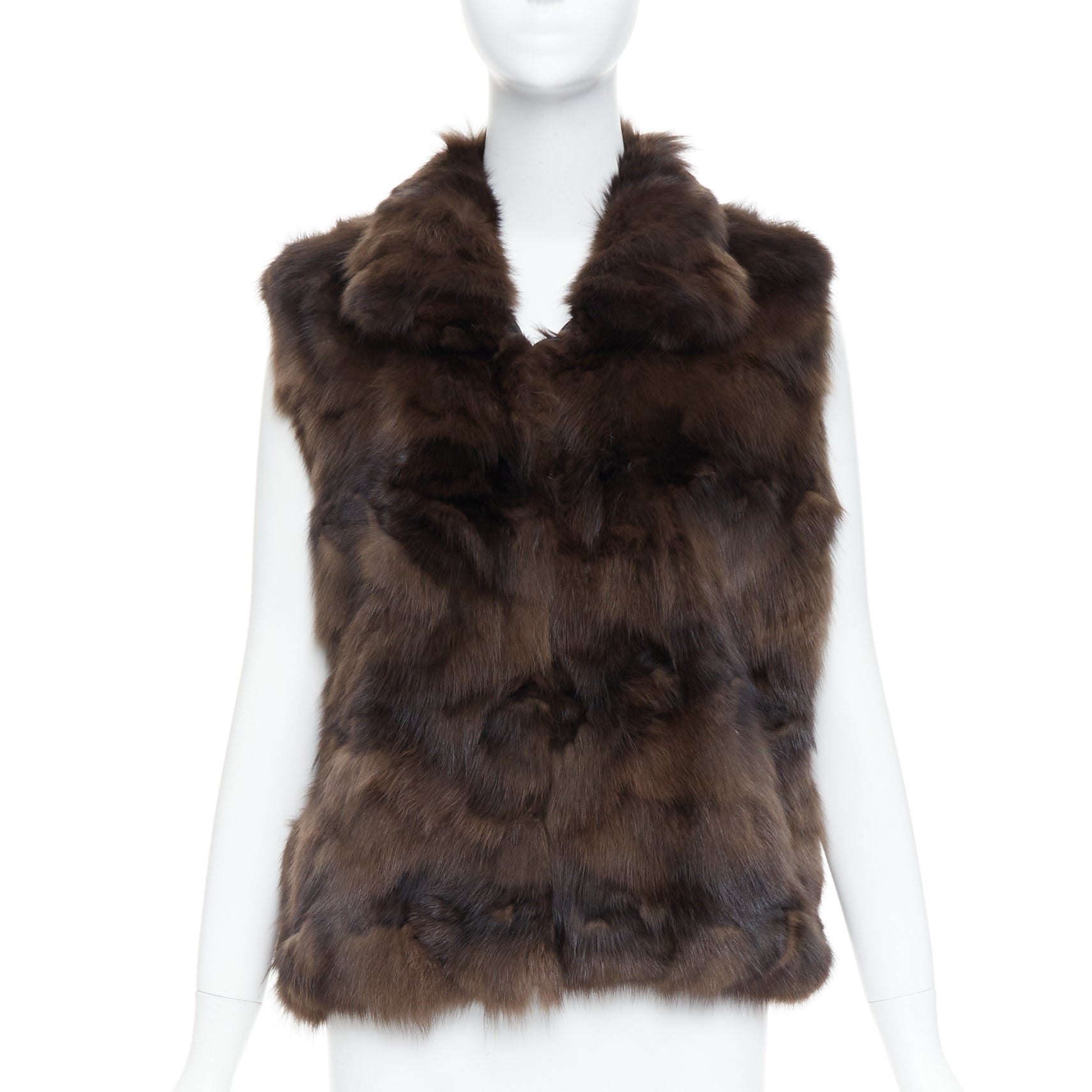 Unsigned / متعددة Brown Fur Vest Gilet