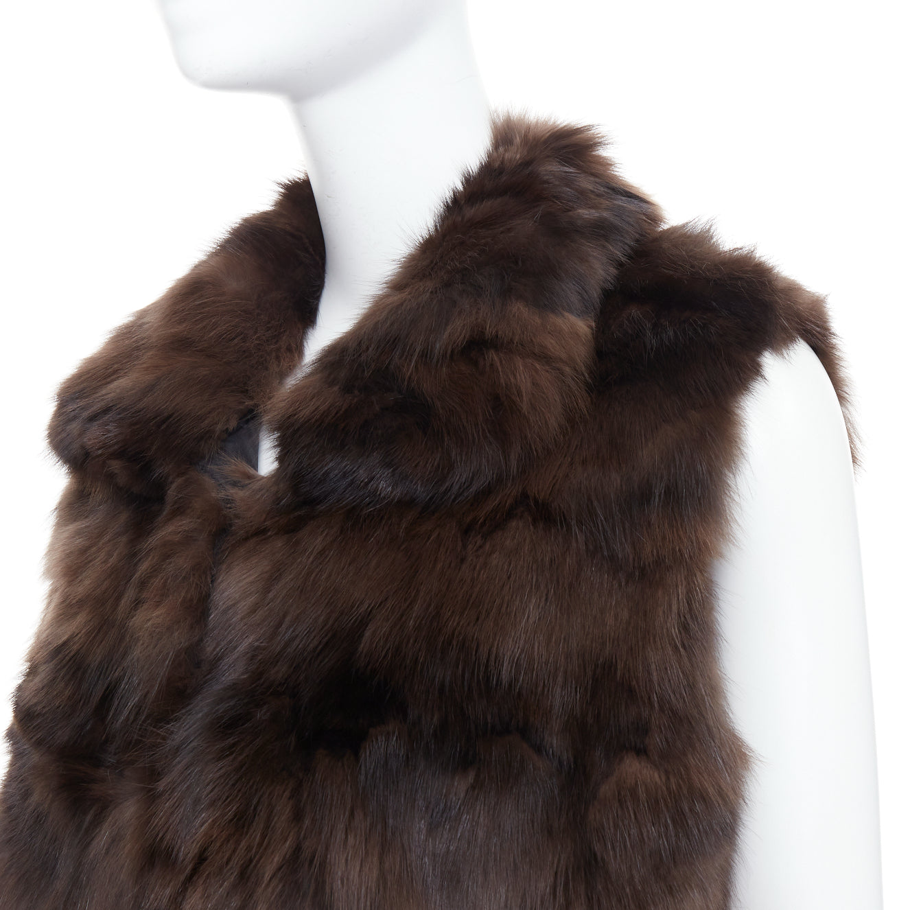 Unsigned / متعددة Brown Fur Vest Gilet - Back view