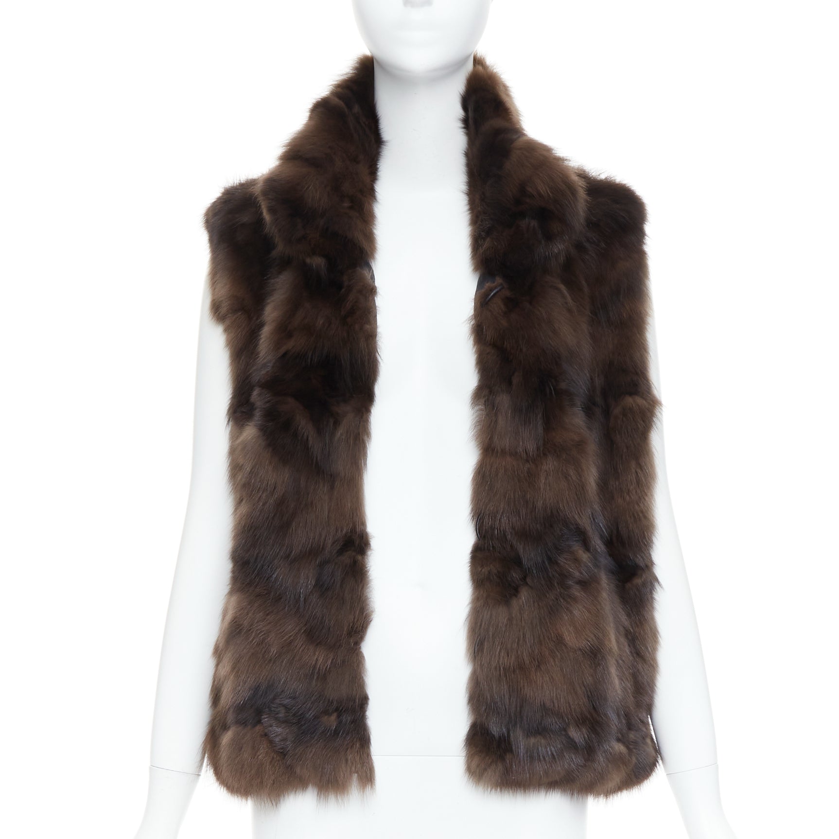 Unsigned / متعددة Brown Fur Vest Gilet - Image 6