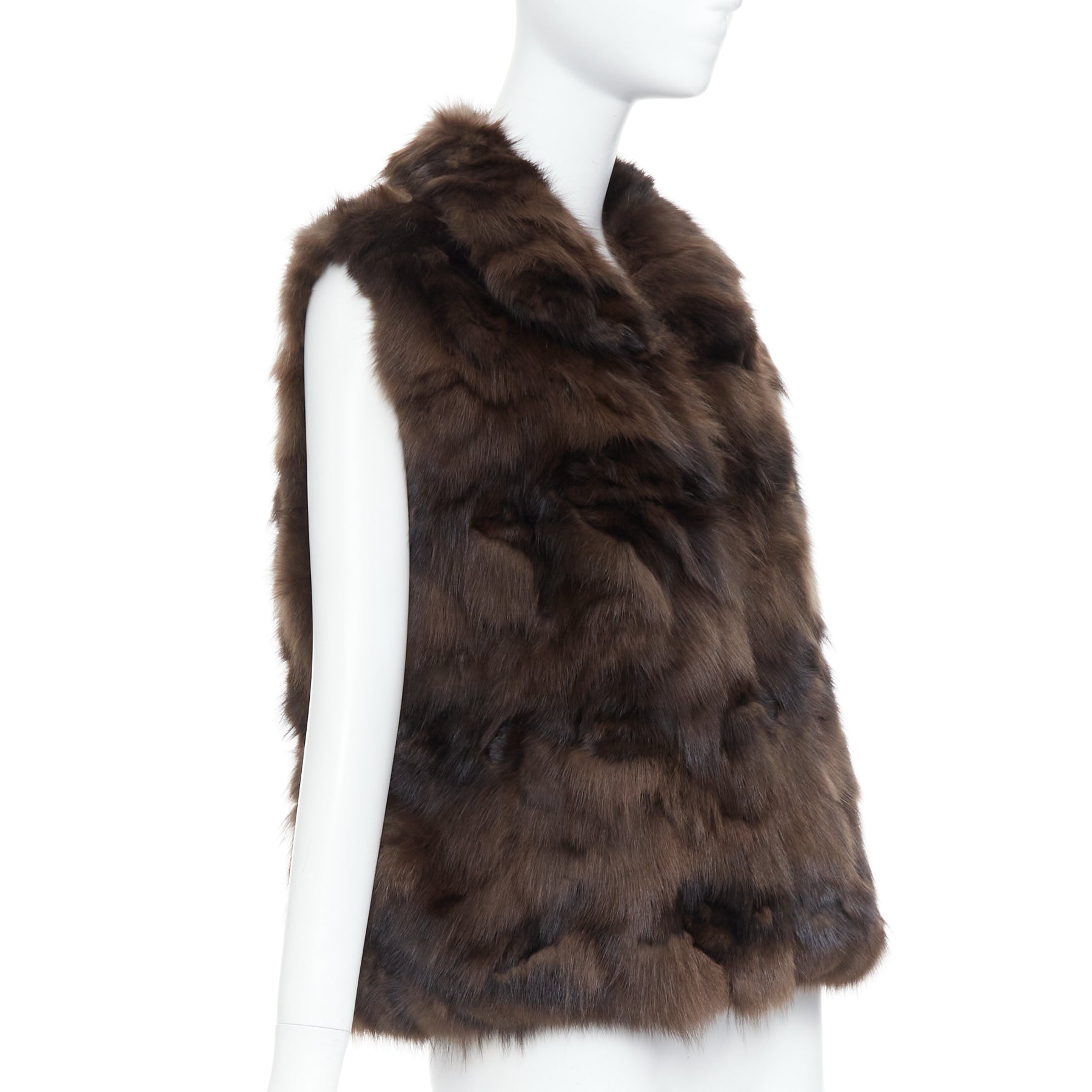 Unsigned / متعددة Brown Fur Vest Gilet - 4