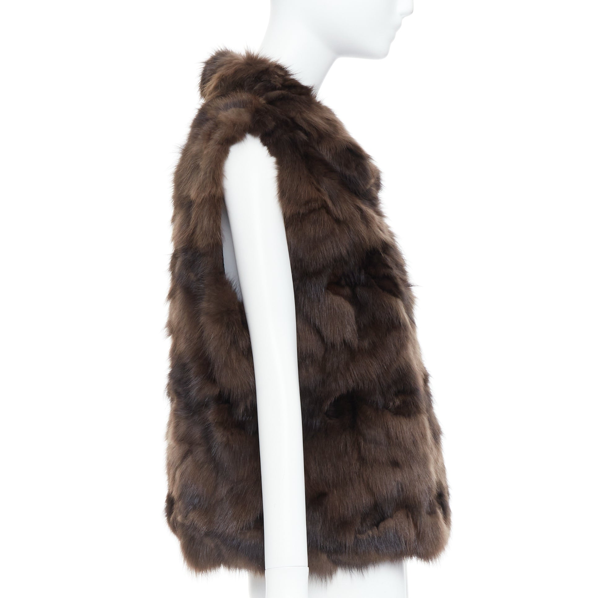 Unsigned / متعددة Brown Fur Vest Gilet - Side view