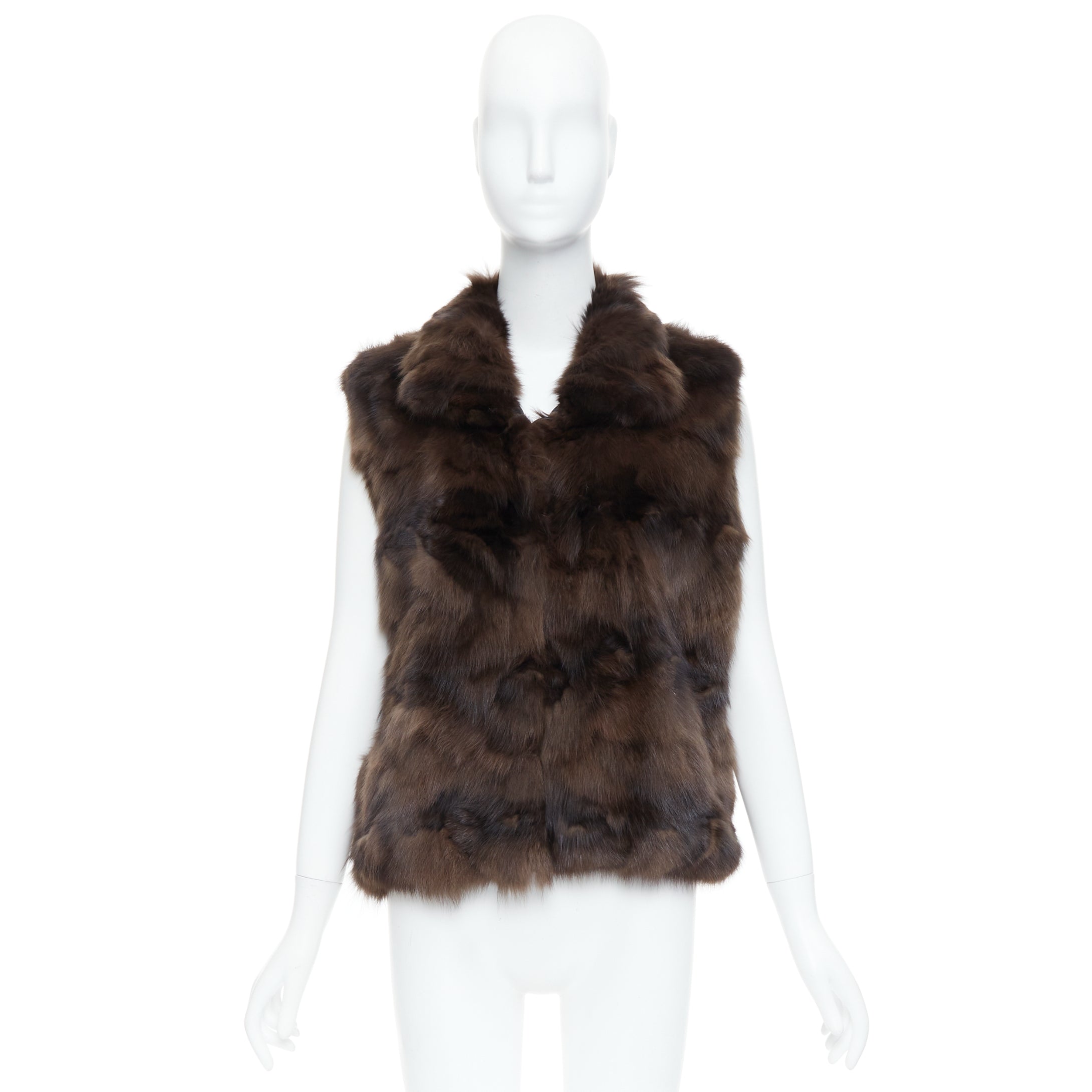 Unsigned / متعددة Brown Fur Vest Gilet - Image 11