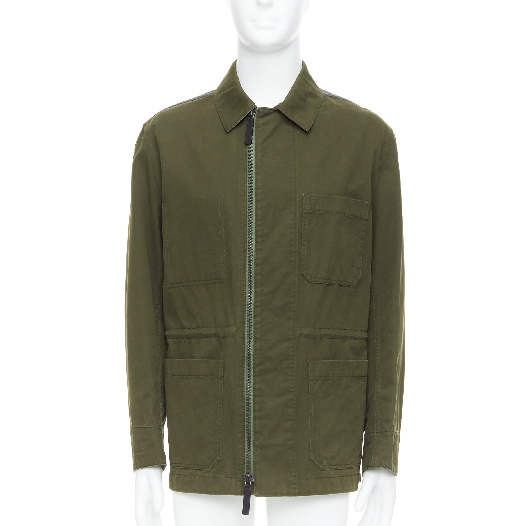 Berluti Green Safari Leather Coat - Image 6