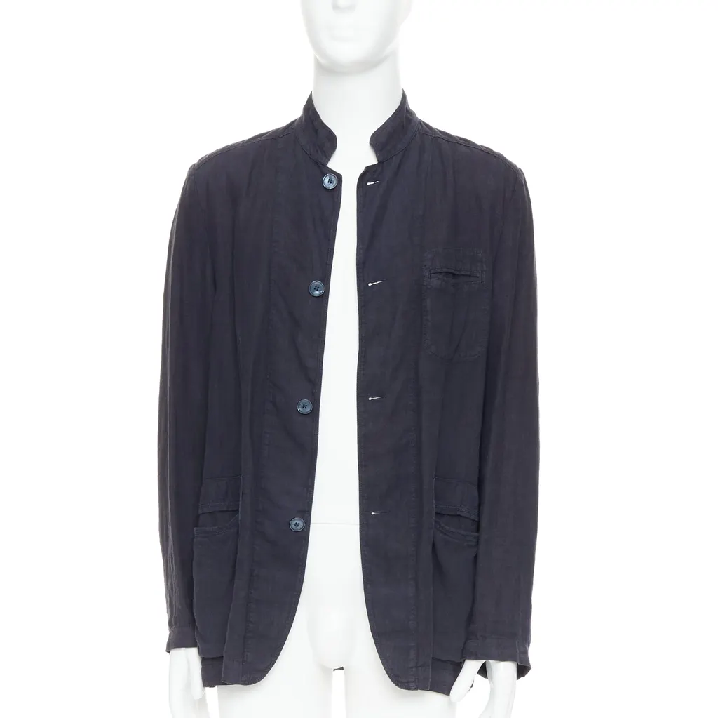 Ermenegildo Zegna Corduroy Overshirt Navy Linen Very good - Front View