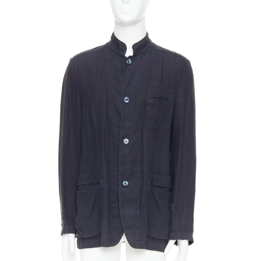 Ermenegildo Zegna Corduroy Overshirt Navy Linen Very good - Inside View