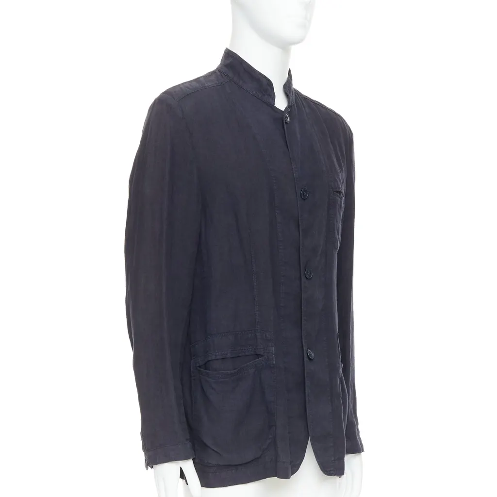 Ermenegildo Zegna Corduroy Overshirt Navy Linen Very good - Model View
